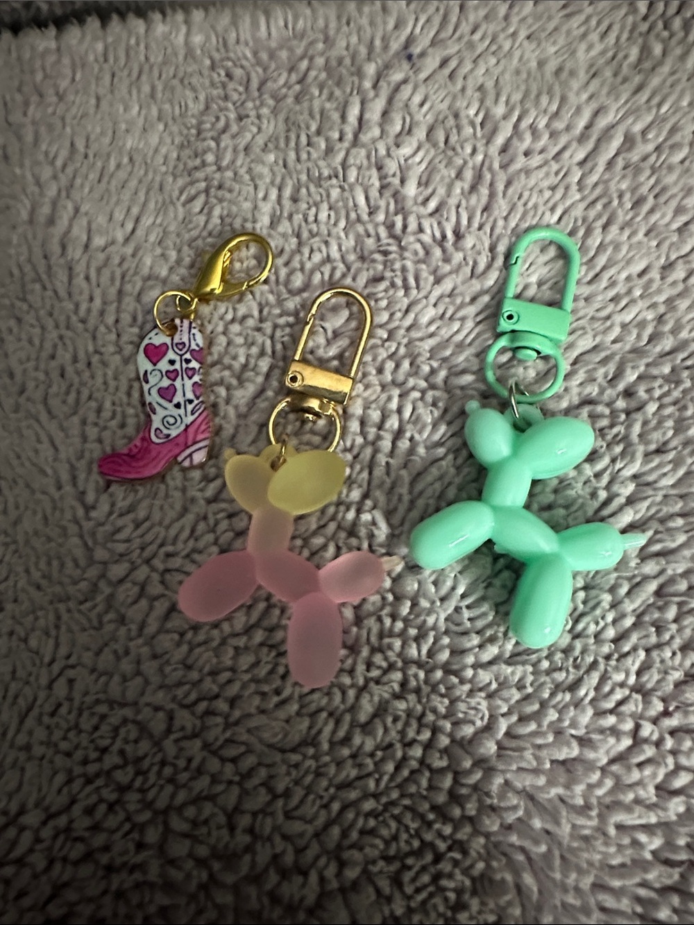Balloon Animal Keychain Charm - Pink and Mint